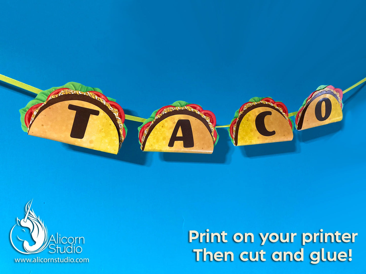 Printable Taco Banner 3D File Mexican Fiesta Party Decor Birthday