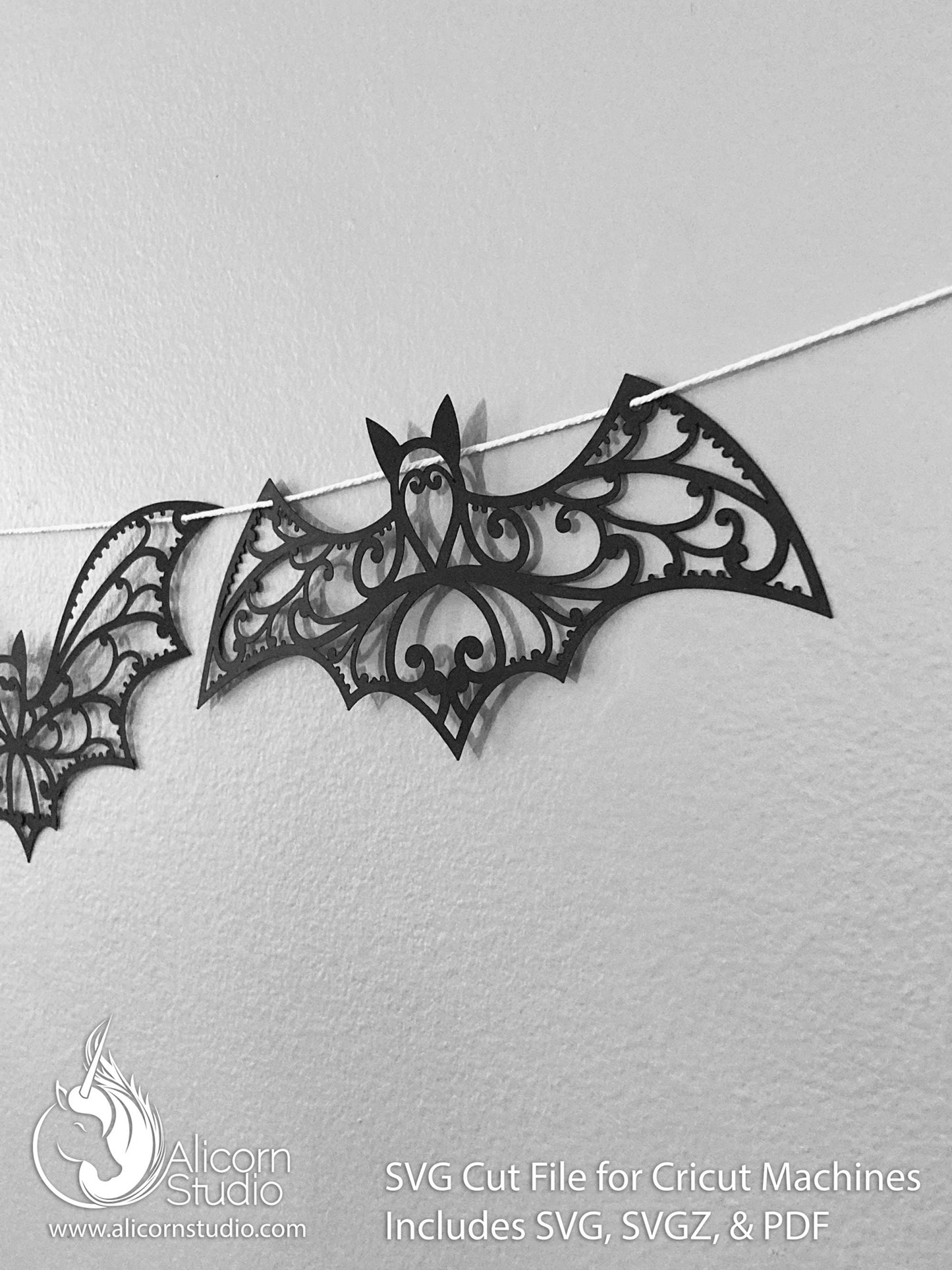 Halloween Bat Cricut SVG Cut File Fancy Lace Banner Decor