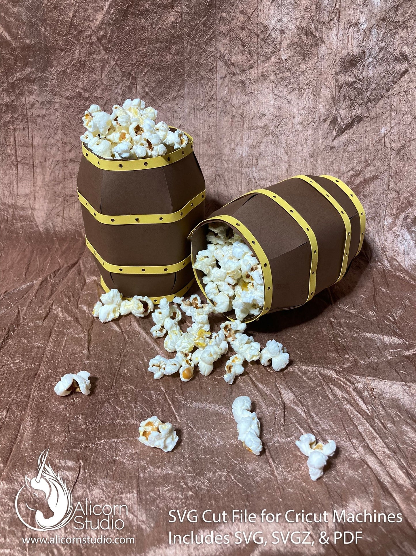 3D Paper Pirate Barrel SVG File Paper Cut File for Cricut Birthday Party Decor Favor Box Popcorn