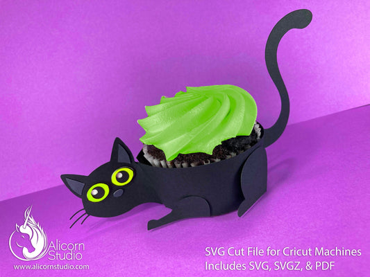 Black Cat Halloween 3D Paper SVG File Cut File for Cricut Cupcake Wrap  Liner Wrapper Party Decor