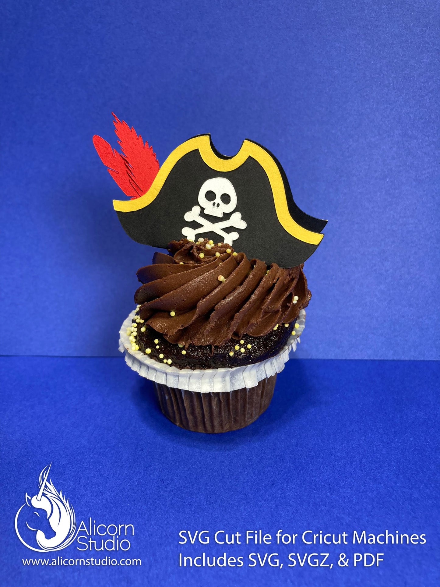 Mini 3D Pirate Hat SVG File Paper Cut File for Cricut Cupcake Topper Birthday Party Decor
