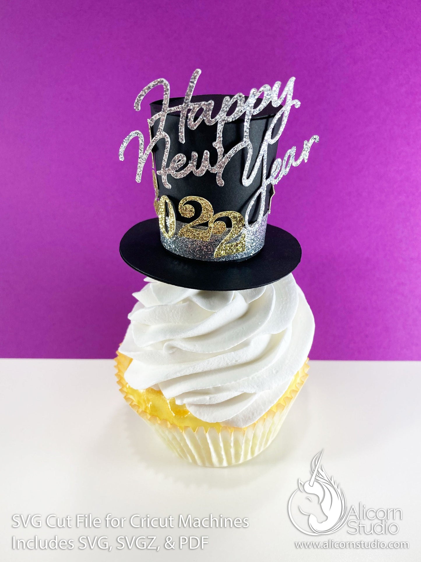 3D Paper New Years Eve Top Hat SVG File Cut File for Cricut Cupcake Topper Party Decor