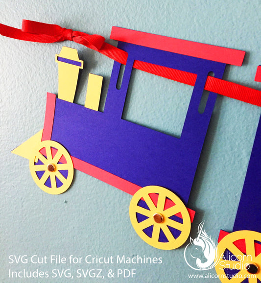 Train Banner Bunting SVG File Cut File for Cricut Kids Birthday Party Decor