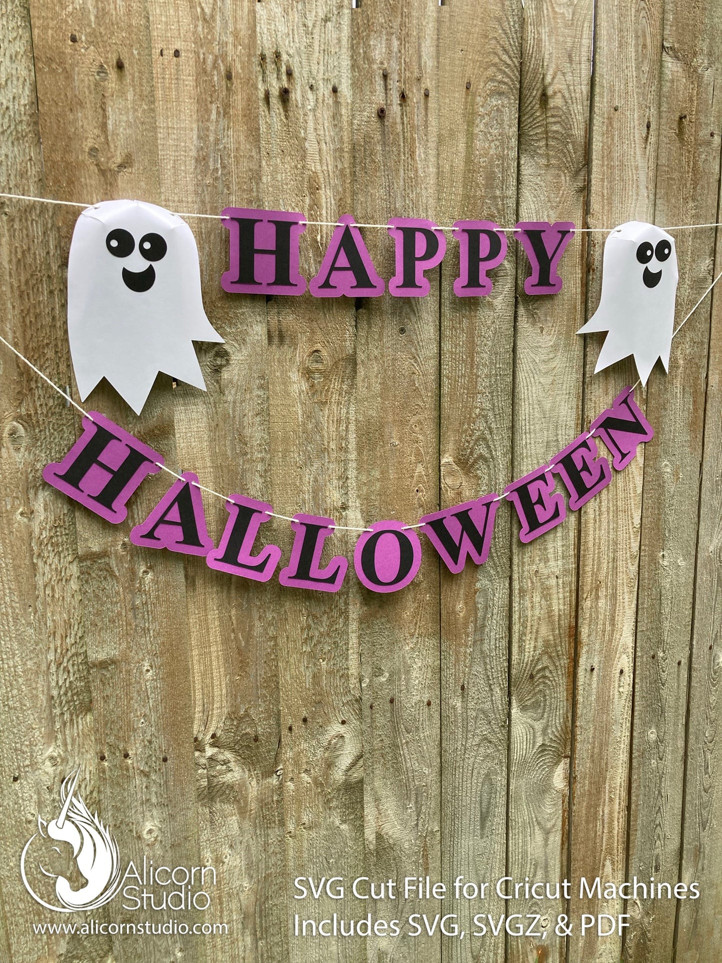 3D Halloween Ghost Cricut SVG Paper Banner Bunting Cut File for Decor