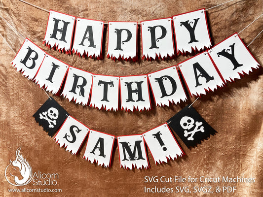 Pirate Banner Cricut SVG Cut File Party Decor Birthday 3D Paper