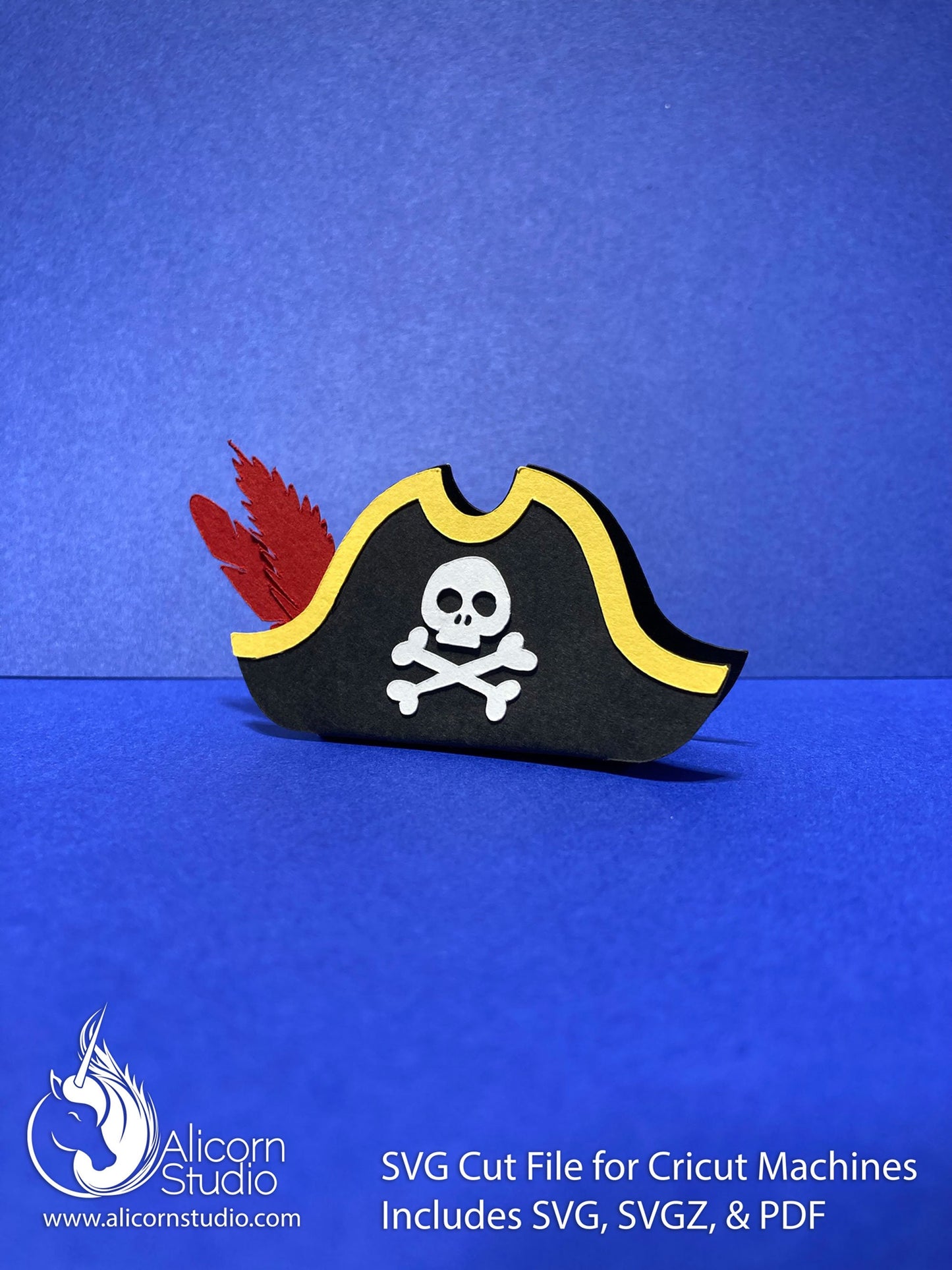 Mini 3D Pirate Hat SVG File Paper Cut File for Cricut Cupcake Topper Birthday Party Decor