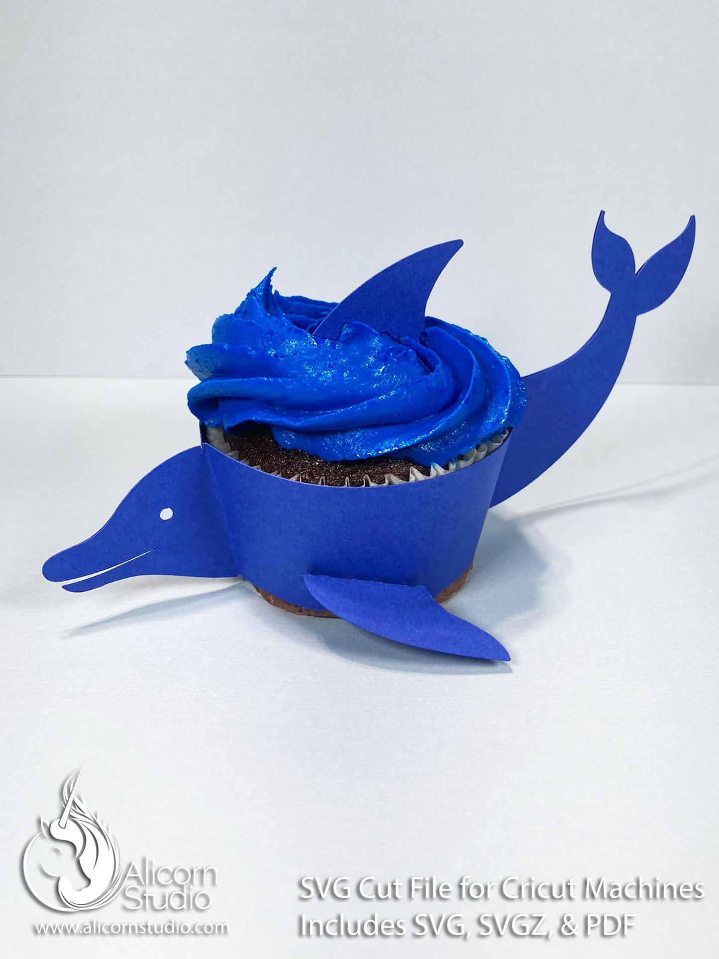 3D Paper Dolphin-Ocean Animals Cupcake Wrapper-SVG File Paper Cut File for Cricut Birthday Party Decor