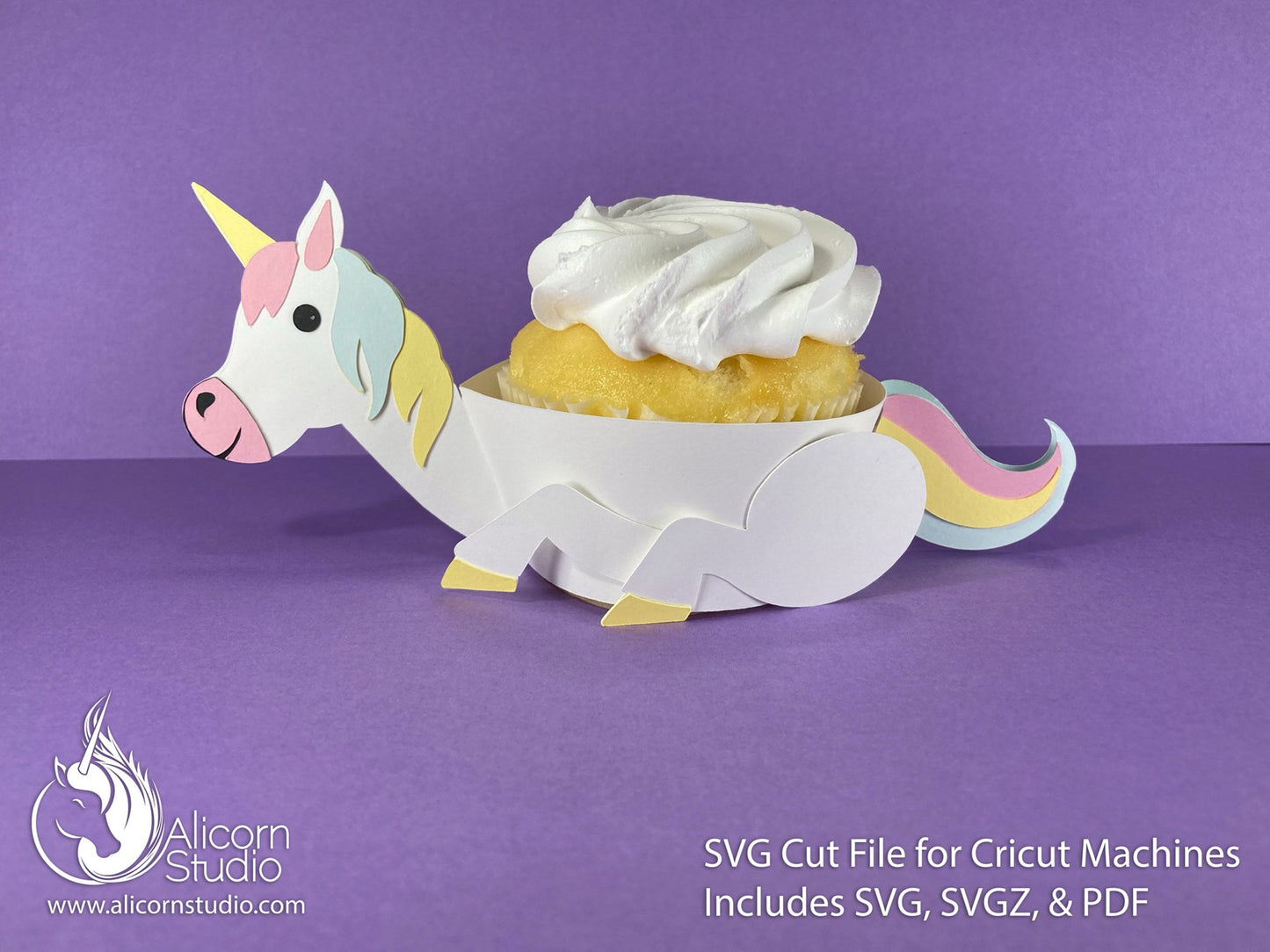 Unicorn Cricut Cupcake 3D SVG Cut File for Paper Wrap Liner Wrapper Party Decor