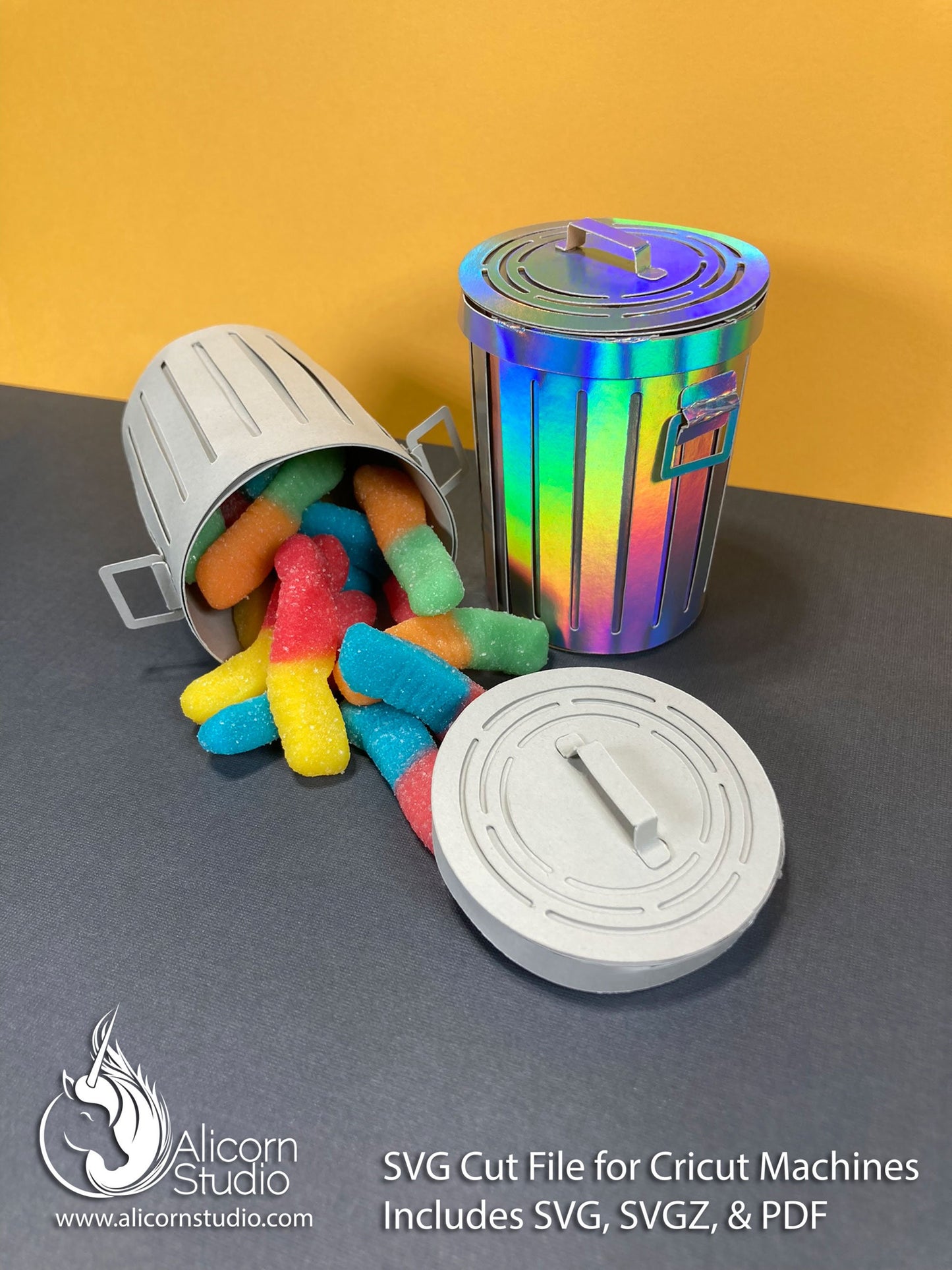 3D Paper Trash Can-SVG File Paper Cut File for Cricut Birthday Party Decor Favor Box