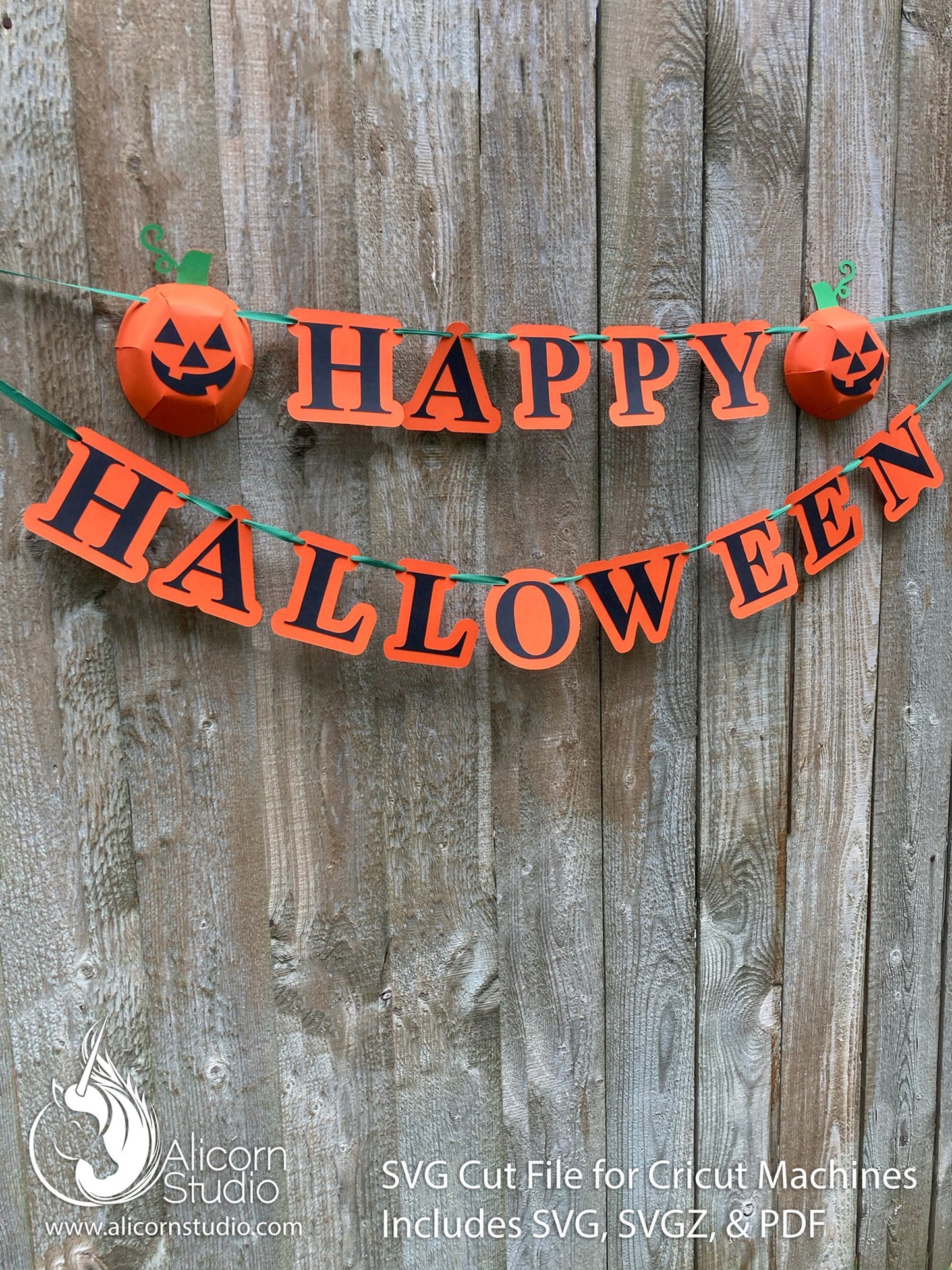 Halloween Cricut SVG 3D Paper Jack o Lantern Pumpkin Banner Bunting Cut File for Decor