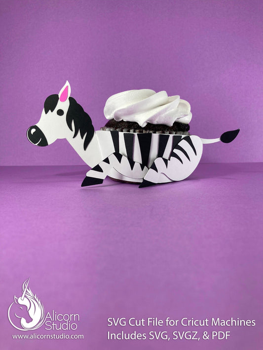 Zebra Cricut Cupcake 3D SVG Cut File for Paper Wrap Liner Wrapper Party Decor
