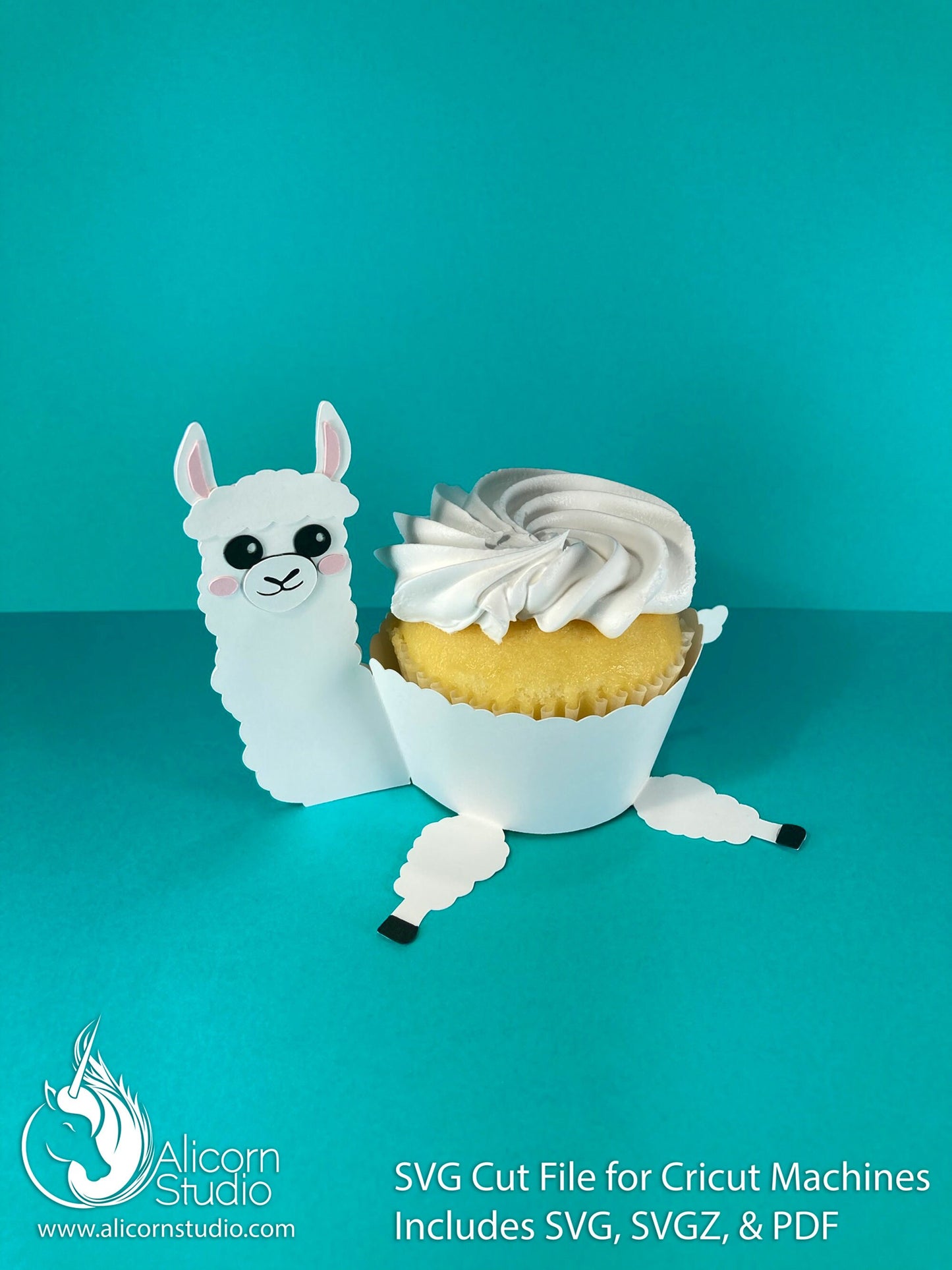 Llama Cupcake Wrap 3D Paper SVG File Cut File for Cricut Liner Wrapper Party Decor
