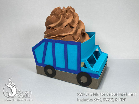 Garbage Truck SVG Cricut Cut File 3D Paper Favor Cupcake Wrap Liner Wrapper Birthday Party Decor