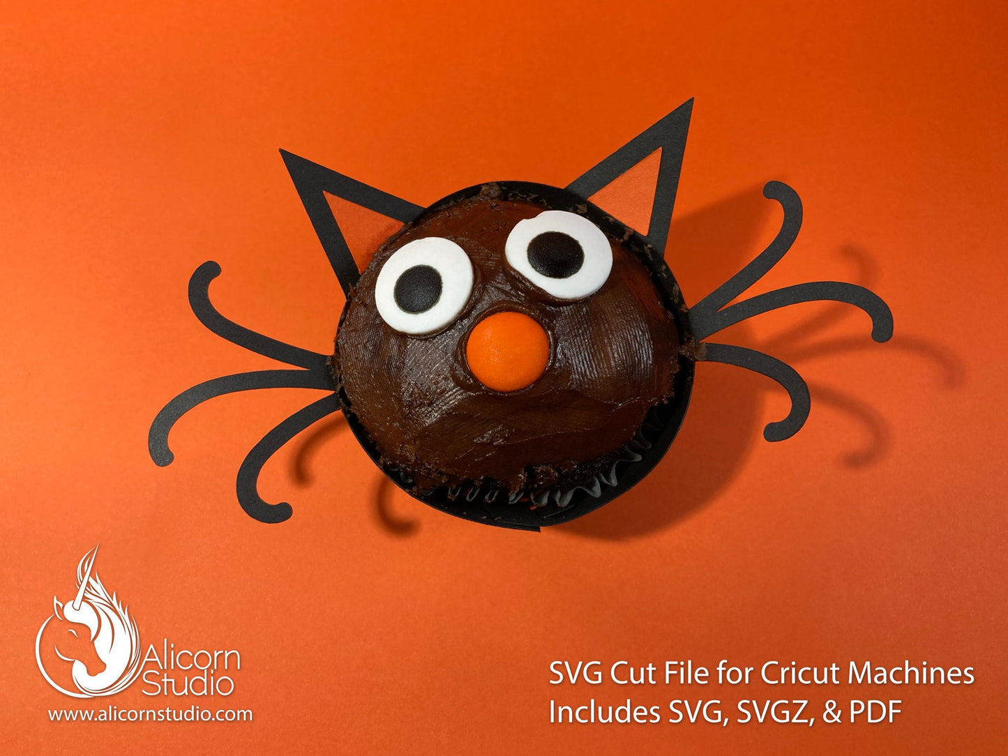 Halloween Black Cat Face 3D Cupcake Wrap Paper SVG Cut File for Cricut Liner Wrapper Party Decor