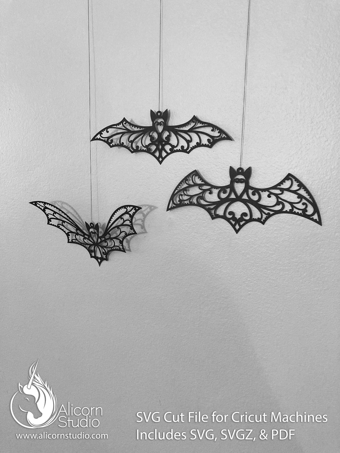 Halloween Bat Cricut SVG Cut File Fancy Lace Banner Decor