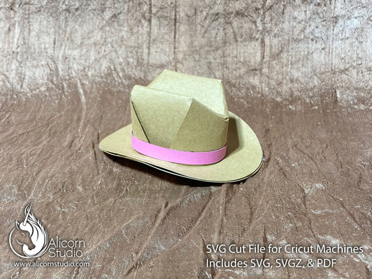 Mini 3D Cowboy Hat Cowgirl SVG File Paper Cut File for Cricut Cupcake Topper Birthday Party Decor Country Western