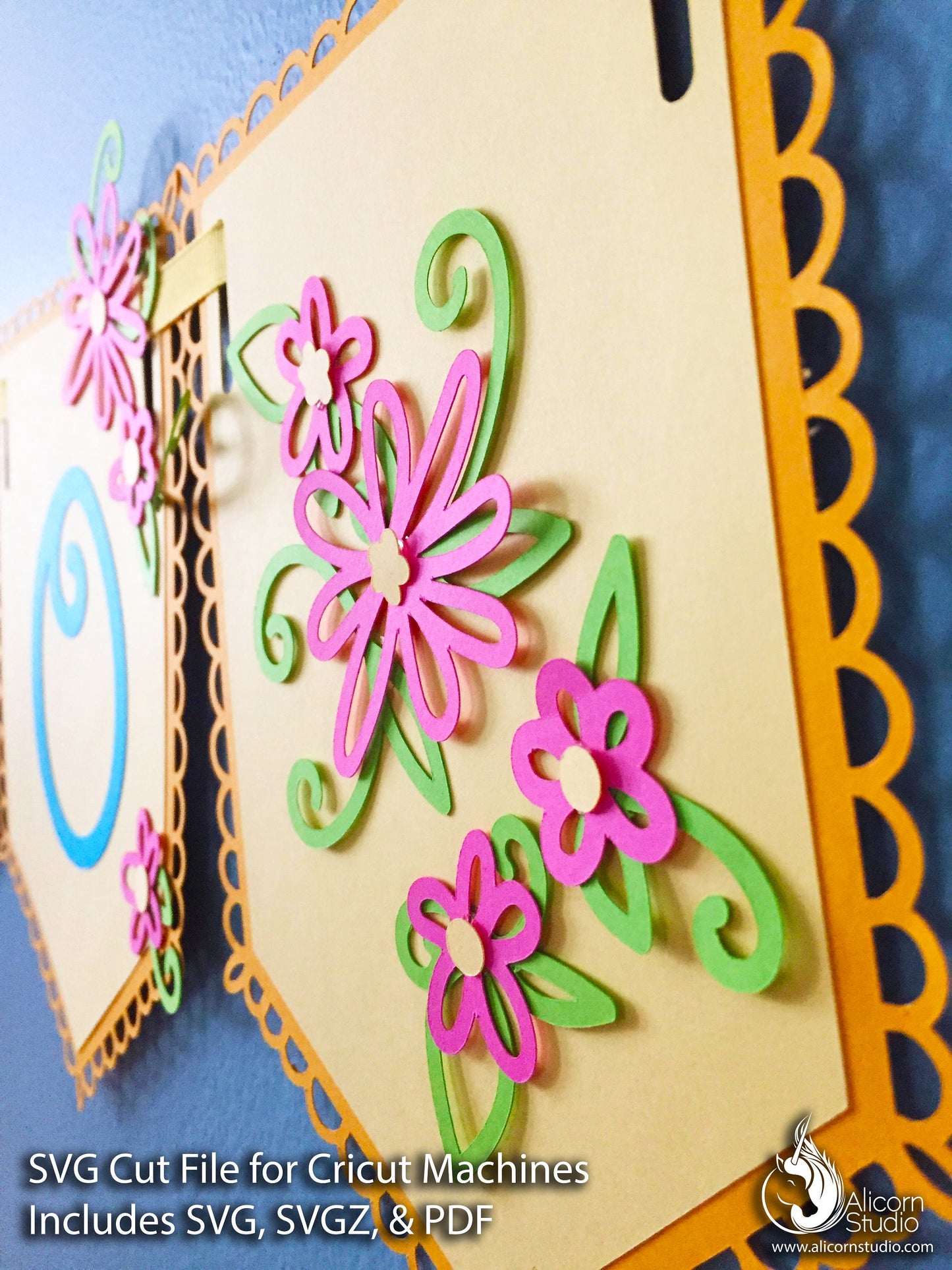 Spring Flower Banner Bunting SVG File Cut File for Cricut Kids Birthday Party Decor