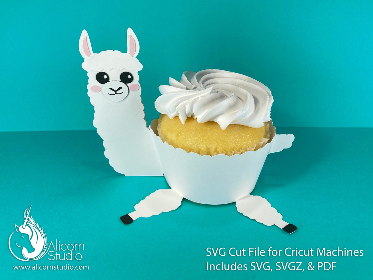 Llama Cupcake Wrap 3D Paper SVG File Cut File for Cricut Liner Wrapper Party Decor