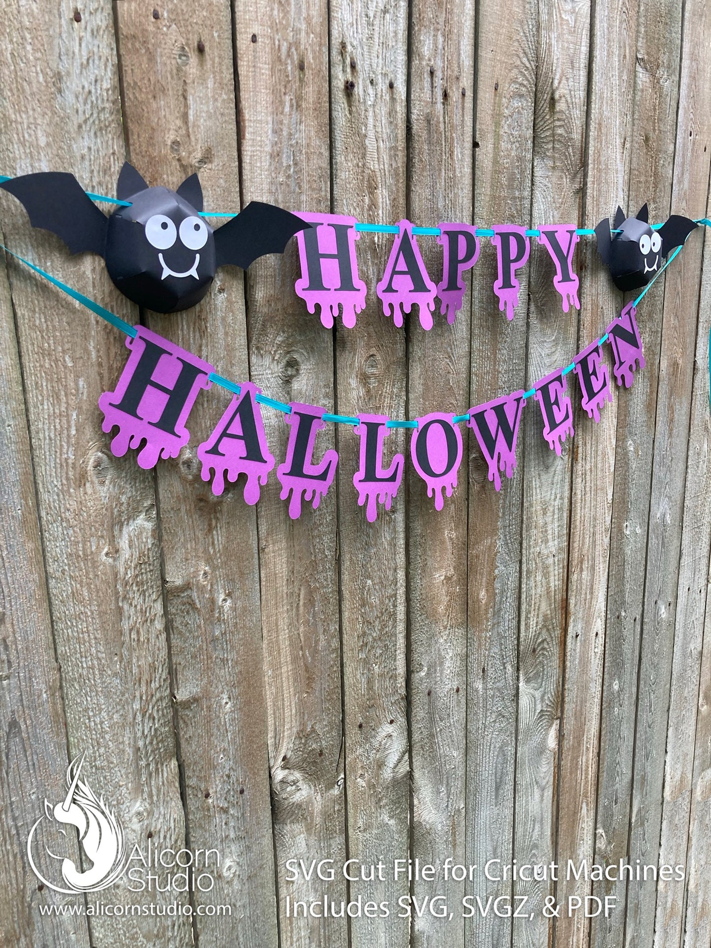 3D Halloween Bat Cricut SVG Paper Banner Bunting Cut File for Decor