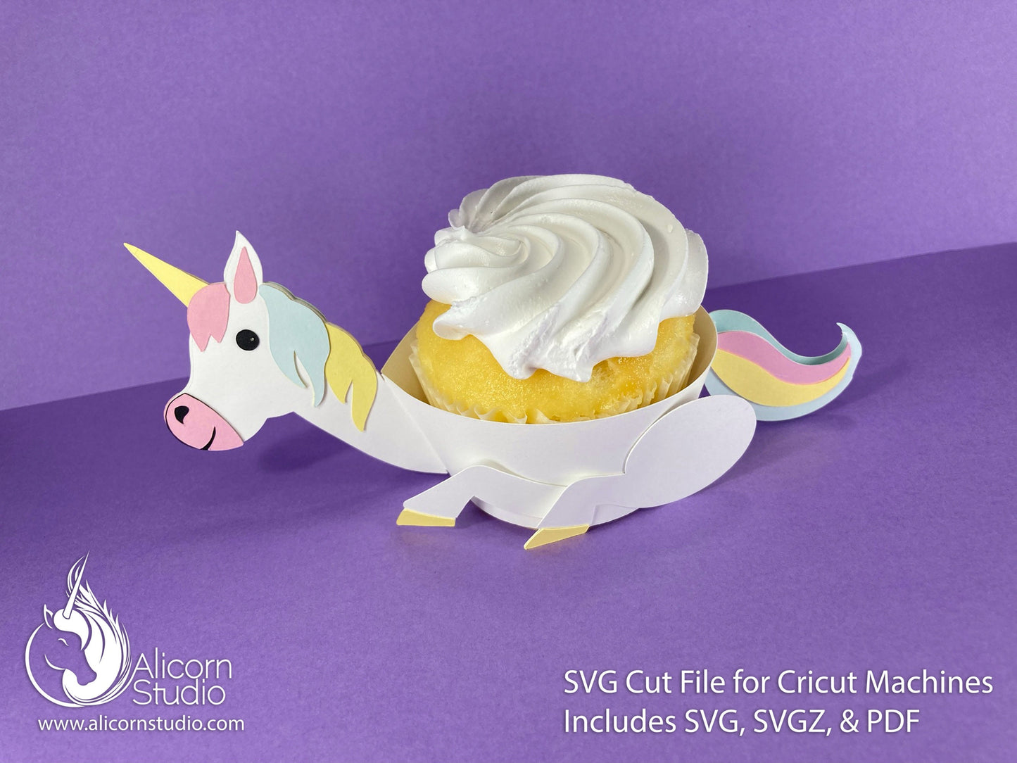 Unicorn Cricut Cupcake 3D SVG Cut File for Paper Wrap Liner Wrapper Party Decor