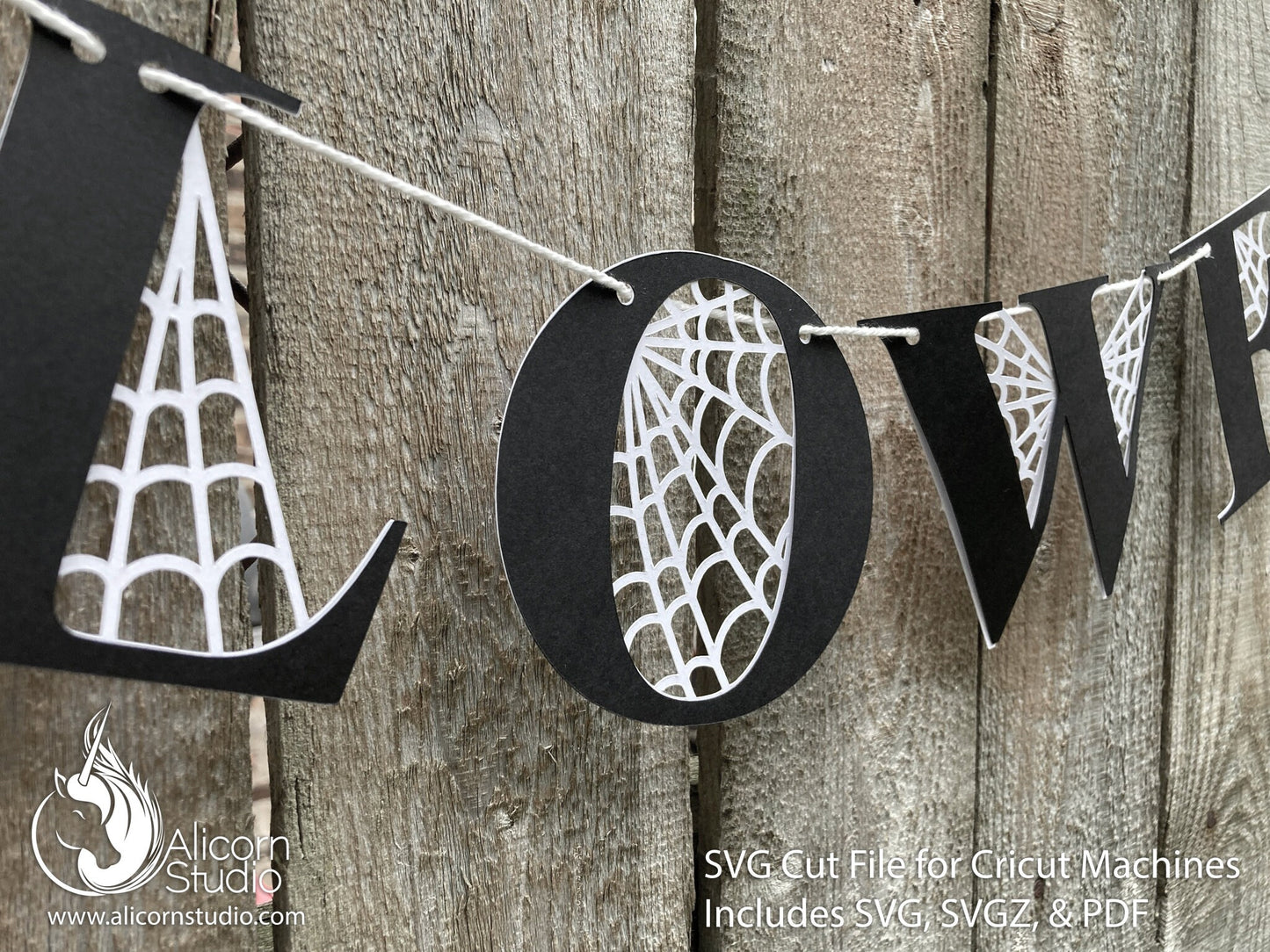 Halloween Cricut SVG 3D Paper Spider Web Banner Bunting Cut File for Decor