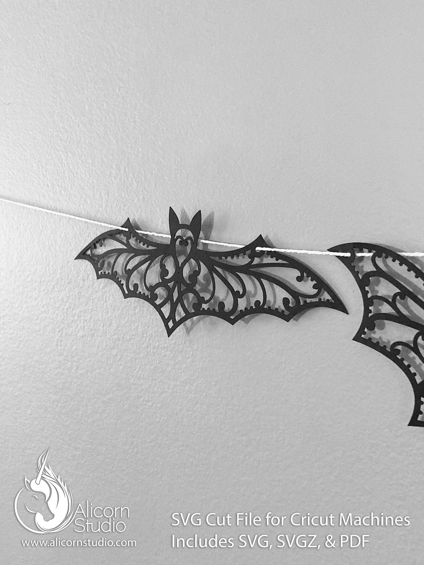 Halloween Bat Cricut SVG Cut File Fancy Lace Banner Decor