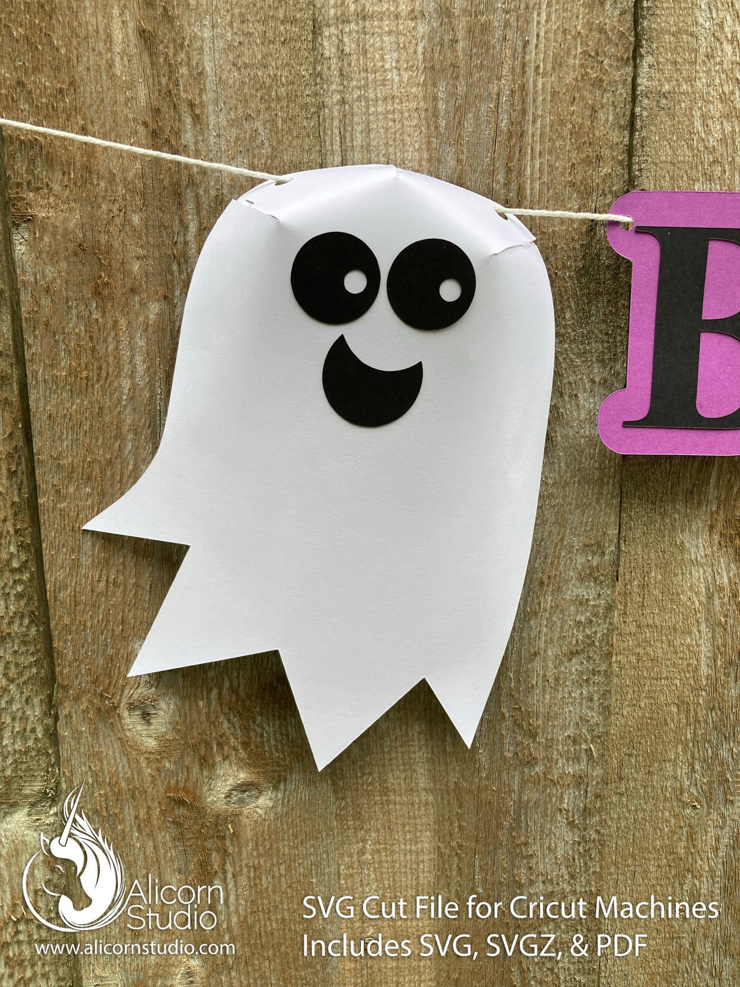 3D Halloween Ghost Cricut SVG Paper Banner Bunting Cut File for Decor