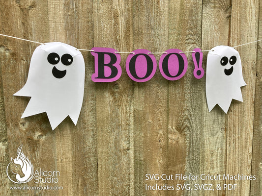 3D Halloween Ghost Cricut SVG Paper Banner Bunting Cut File for Decor