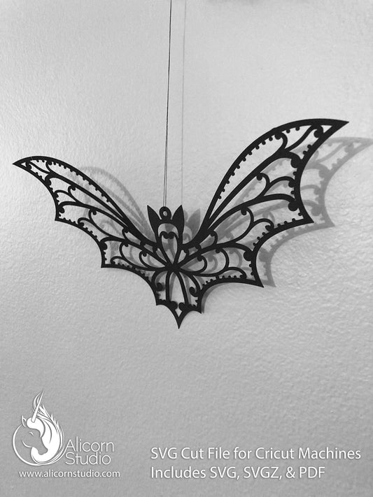 Halloween Bat Cricut SVG Cut File Fancy Lace Banner Decor