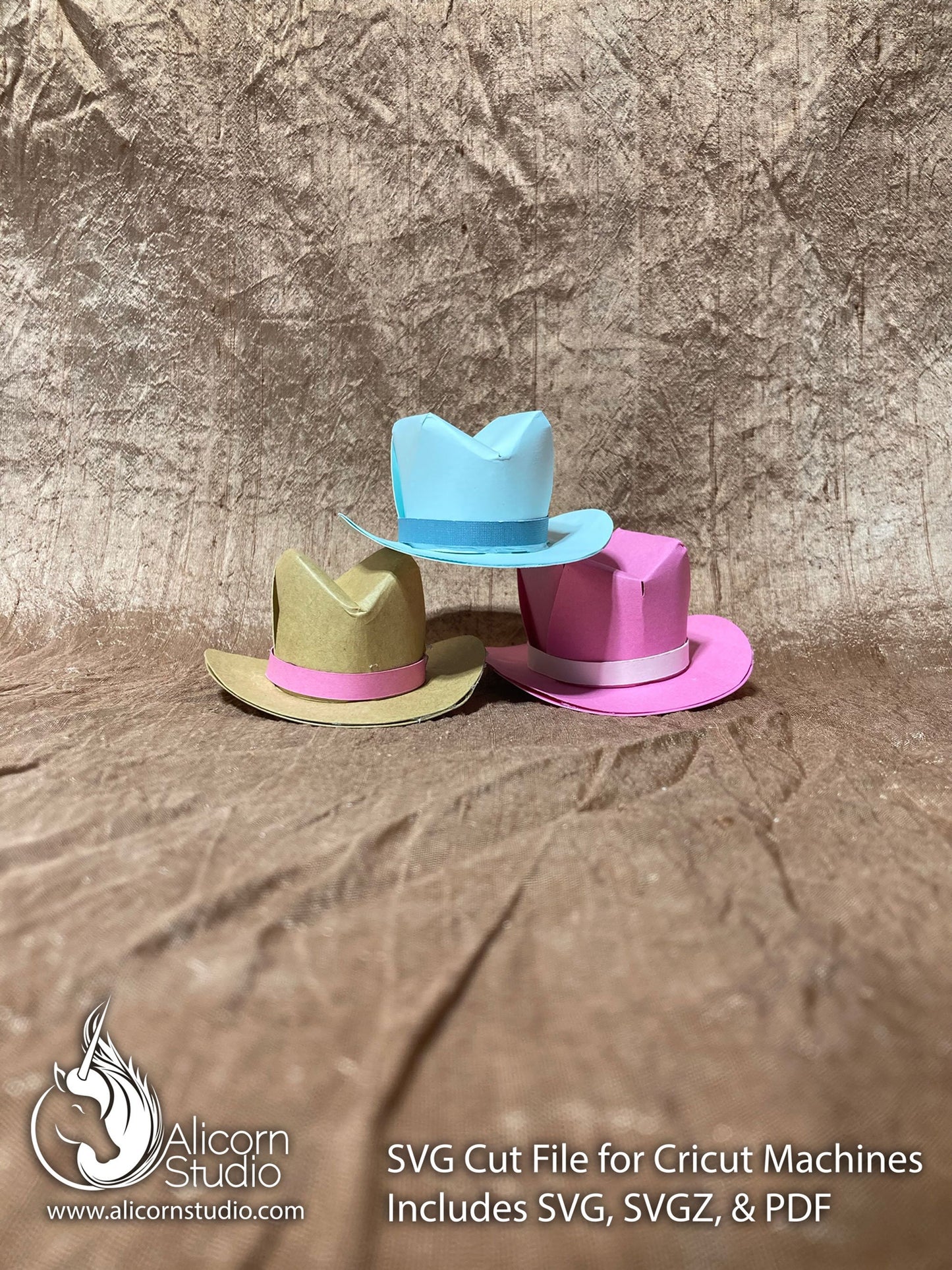 Mini 3D Cowboy Hat Cowgirl SVG File Paper Cut File for Cricut Cupcake Topper Birthday Party Decor Country Western