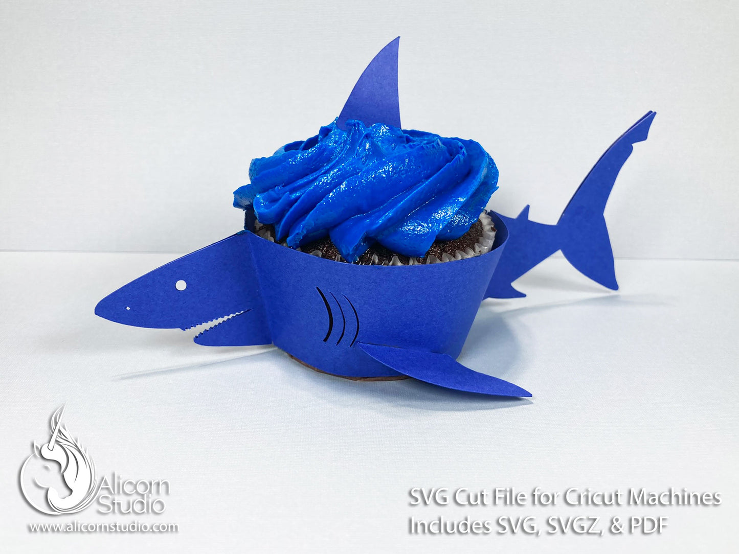 3D Paper Shark-Ocean Animals Cupcake Wrapper-SVG File Paper Cut File for Cricut Birthday Party Decor