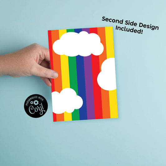 Rainbow Birthday Party Invitation Editable Digital Download Cute Cloud Sky