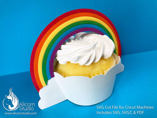 Rainbow Cupcake Liner Wrapper 3D Paper SVG File Cut File for Cricut Wrap Party Decor