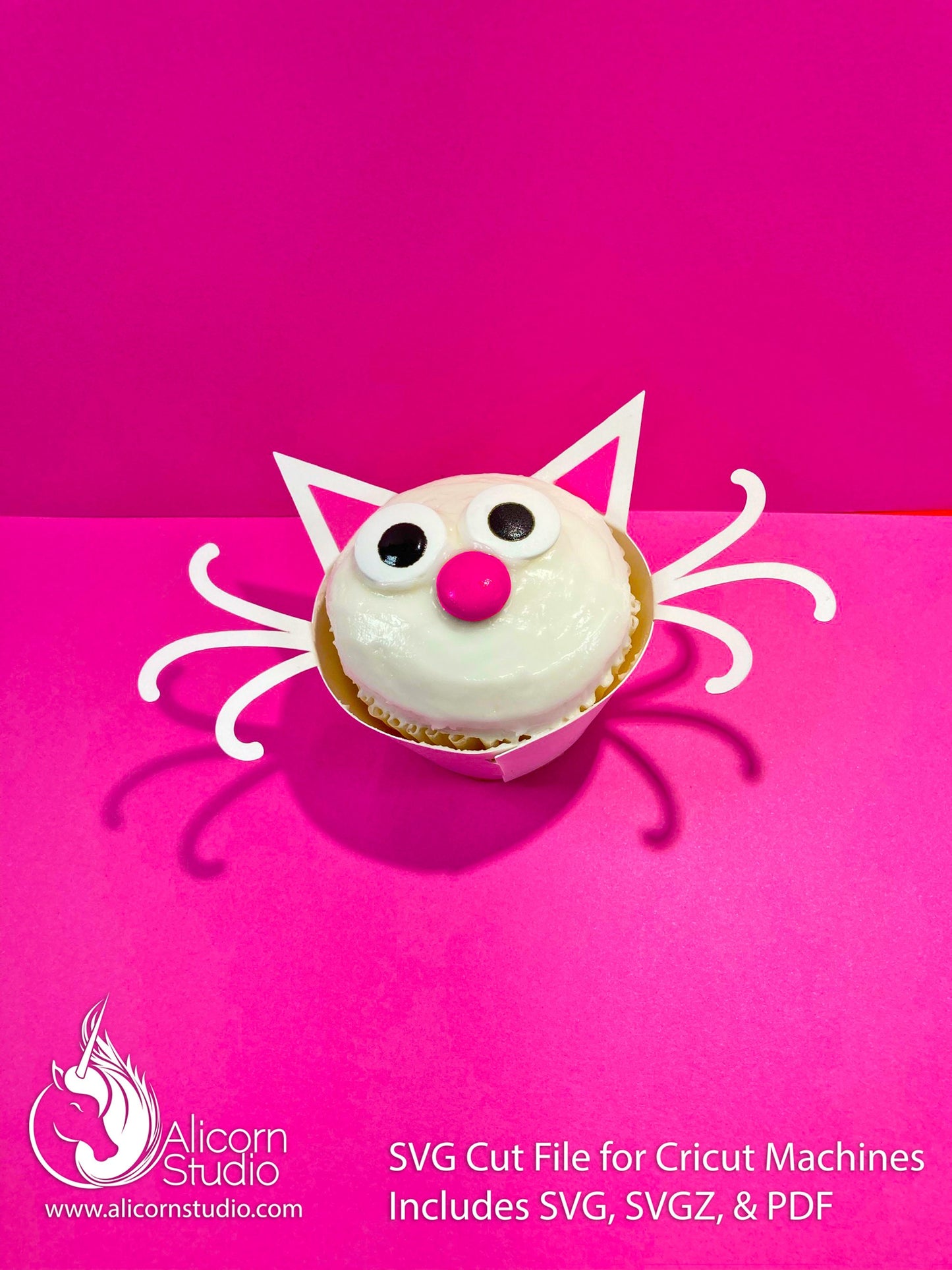 Kitty Cat Face 3D Cupcake Wrap Paper SVG Cut File for Cricut Liner Wrapper Party Decor