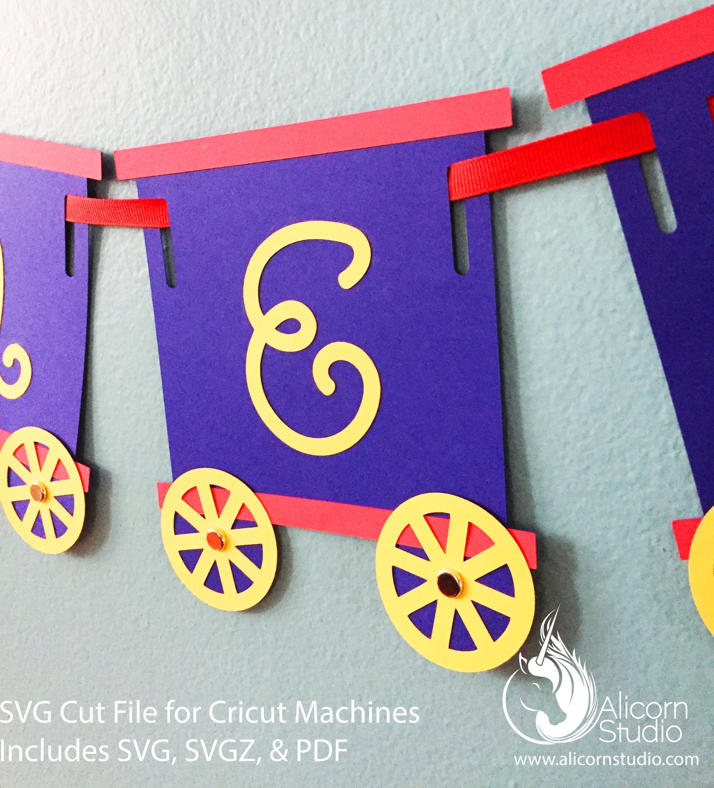 Train Banner Bunting SVG File Cut File for Cricut Kids Birthday Party Decor