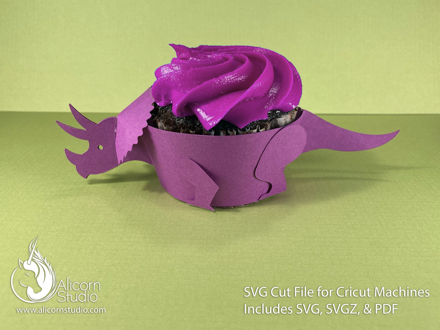 Triceratops Dinosaur SVG Cricut Cut File 3D Paper Cupcake Wrap Liner Wrapper Party Decor