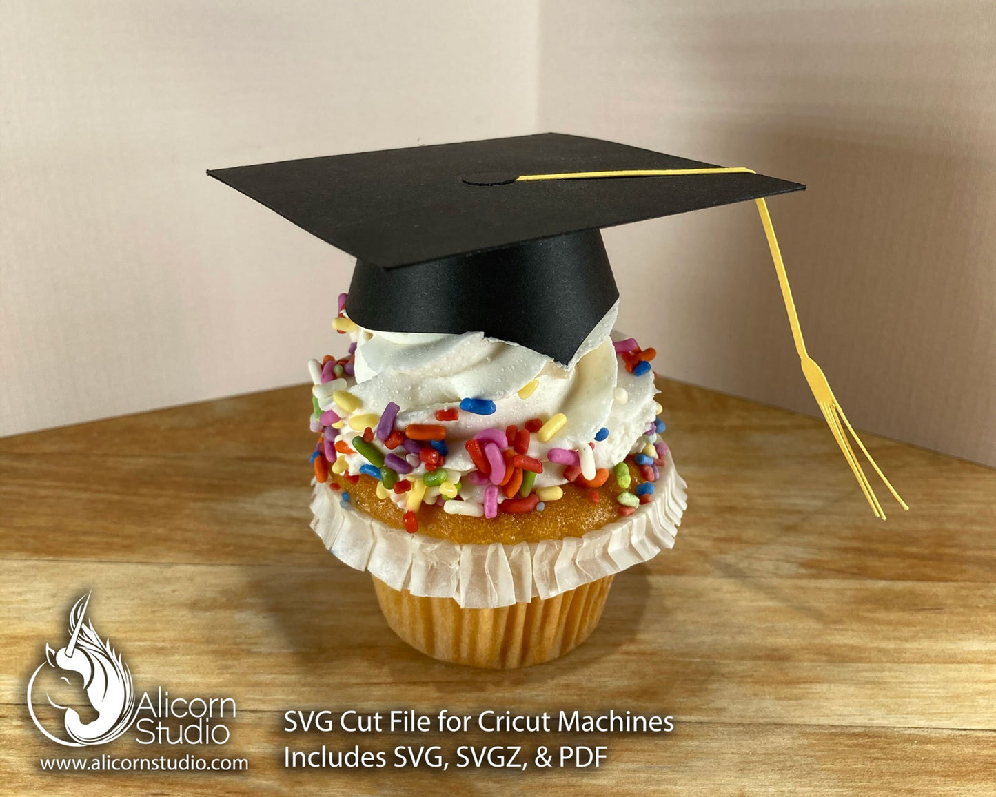 3D Paper Graduation Hat SVG File Cut File for Cricut Cupcake Topper Graduate Party Decor