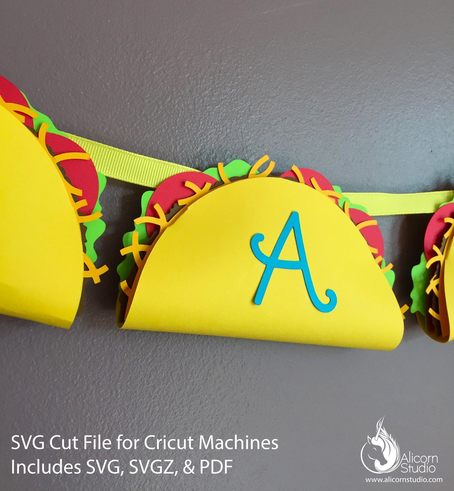 3D Paper Taco Banner Bunting SVG File Cut File for Cricut Mexican Fiesta Kids Birthday Party Decor