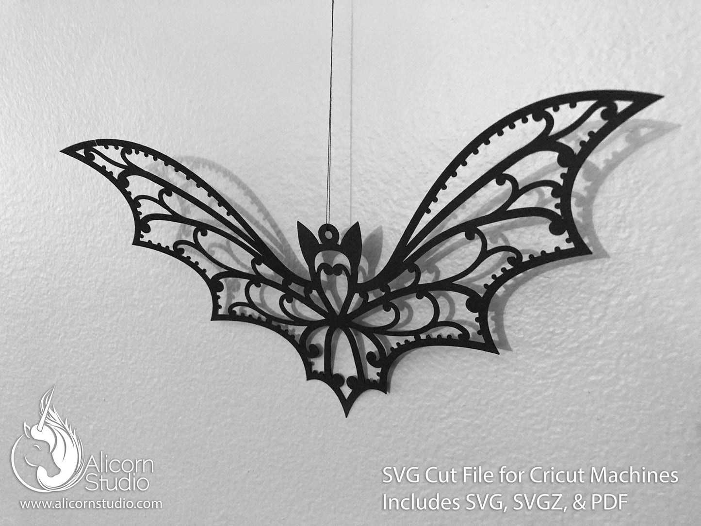 Halloween Bat Cricut SVG Cut File Fancy Lace Banner Decor