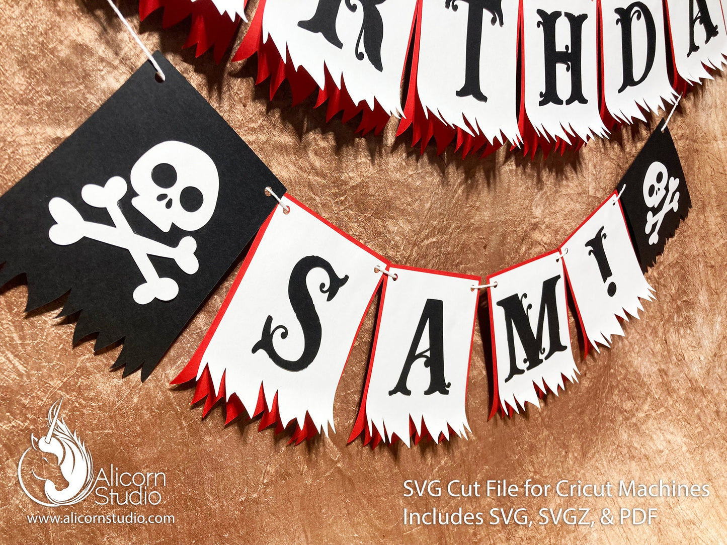 Pirate Banner Cricut SVG Cut File Party Decor Birthday 3D Paper