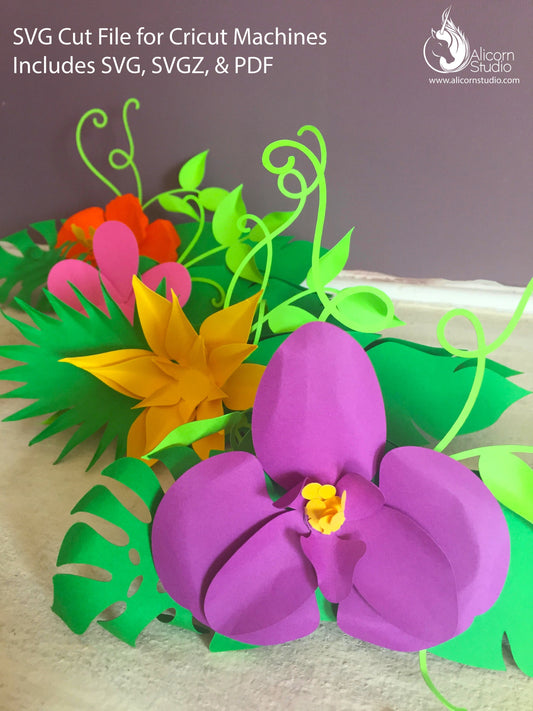 Tropical Flower Place Cards SVG File Cut File for Cricut Hawaiian Luau Wedding Party