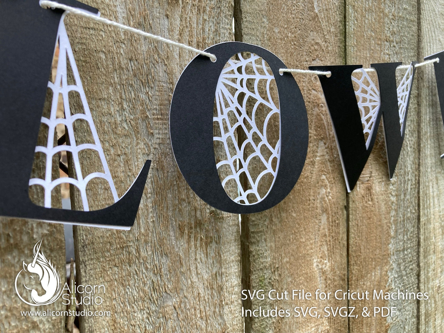 Halloween Spider Web Letters Cricut SVG 3D Paper Banner Bunting Cut File for Decor