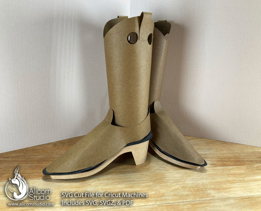 3D Paper Cowboy Cowgirl Boot SVG File Cut File for Cricut Country Western Party Decor Favor