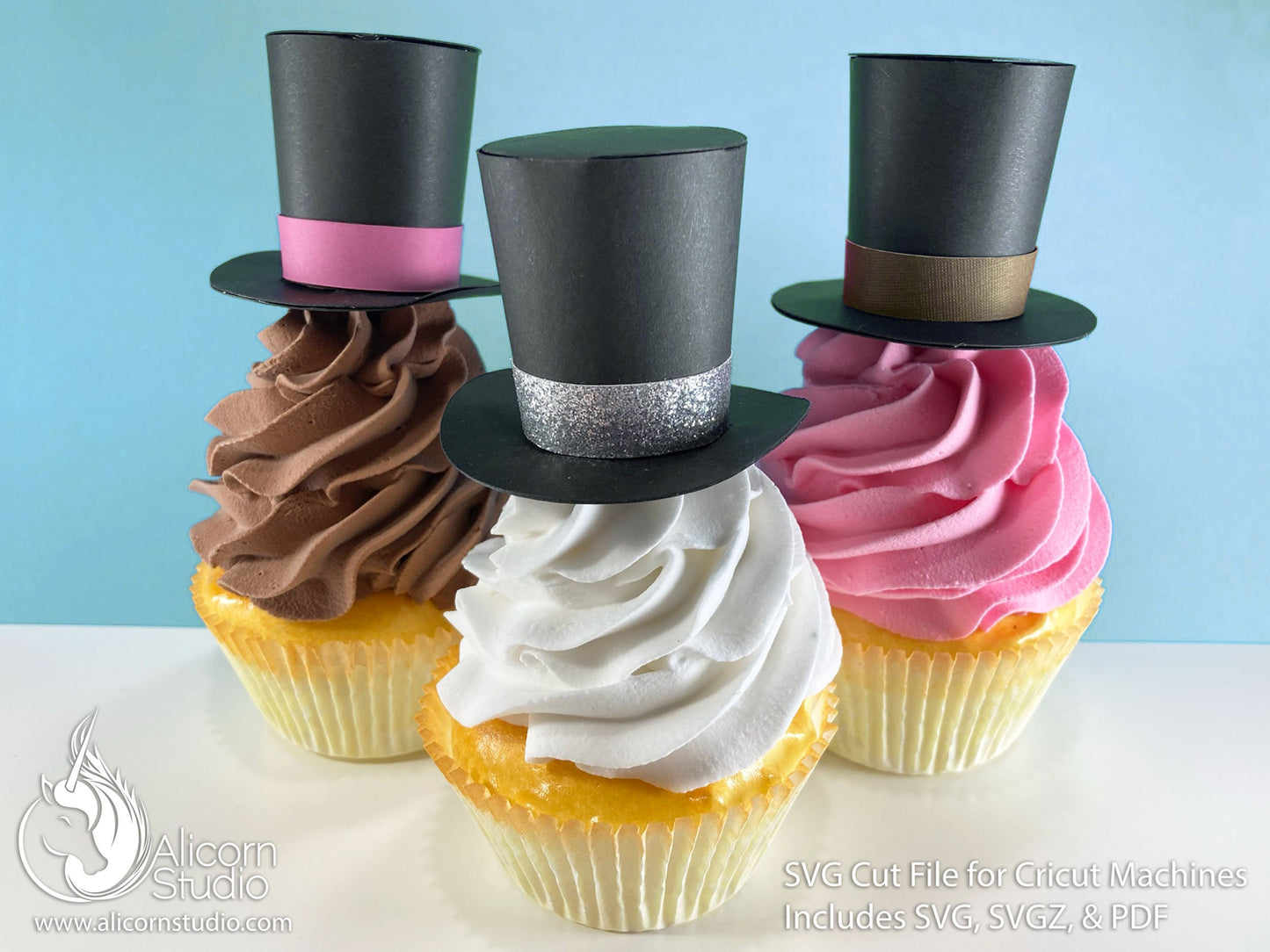 3D Paper Magician Top Hat SVG File Cut File for Cricut Cupcake Topper Magic Party Decor