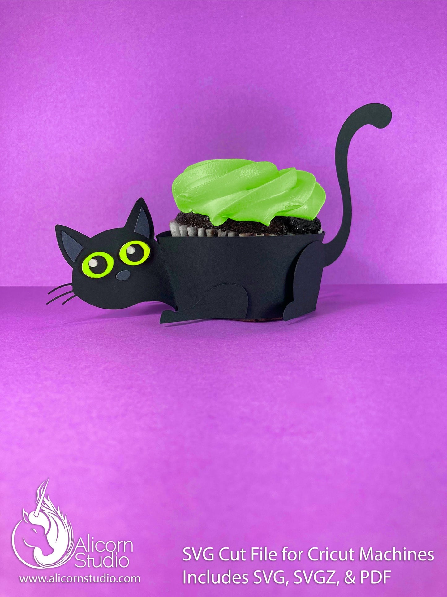 Black Cat Halloween 3D Paper SVG File Cut File for Cricut Cupcake Wrap Liner Wrapper Party Decor