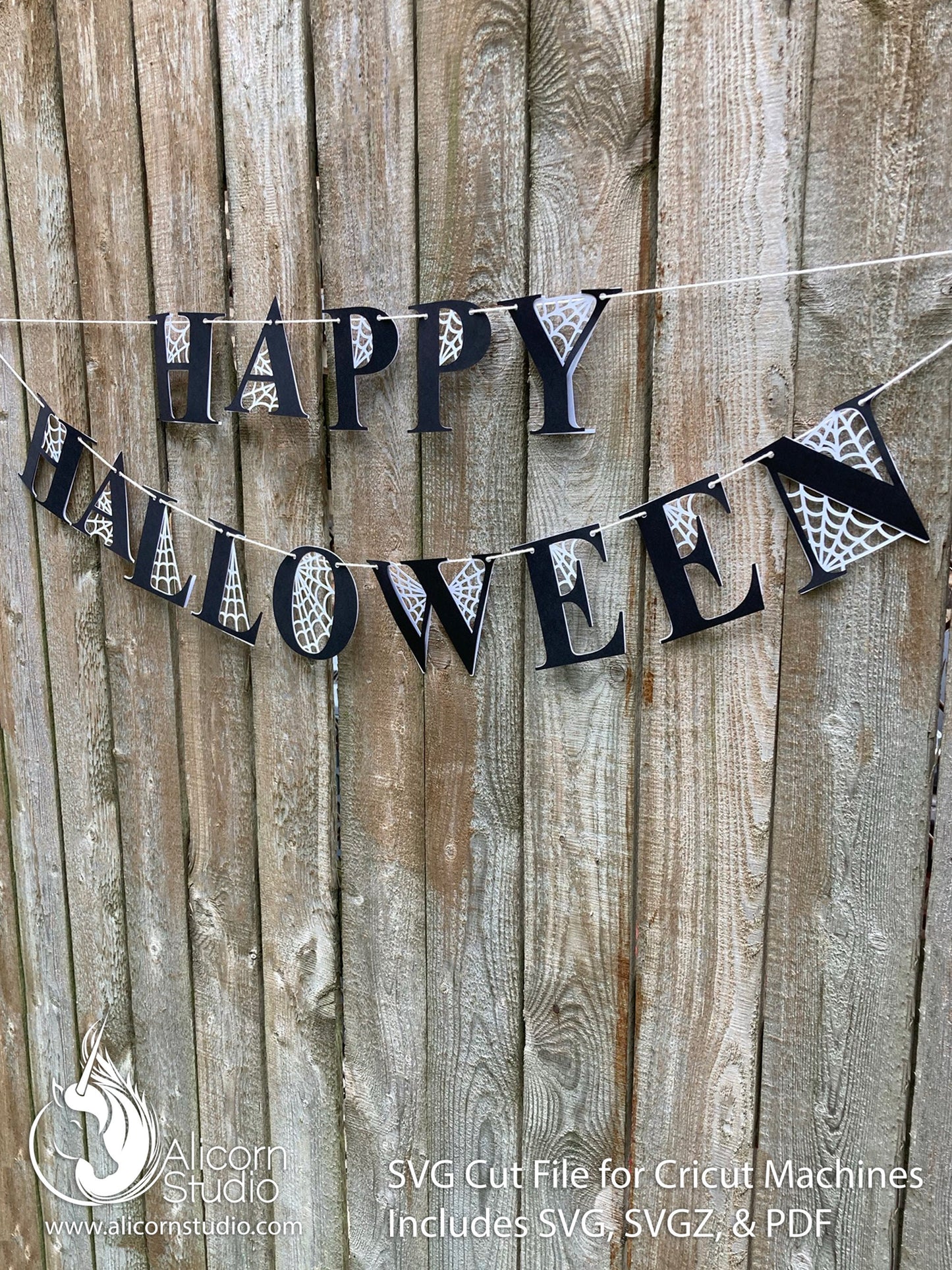 Halloween Spider Web Letters Cricut SVG 3D Paper Banner Bunting Cut File for Decor