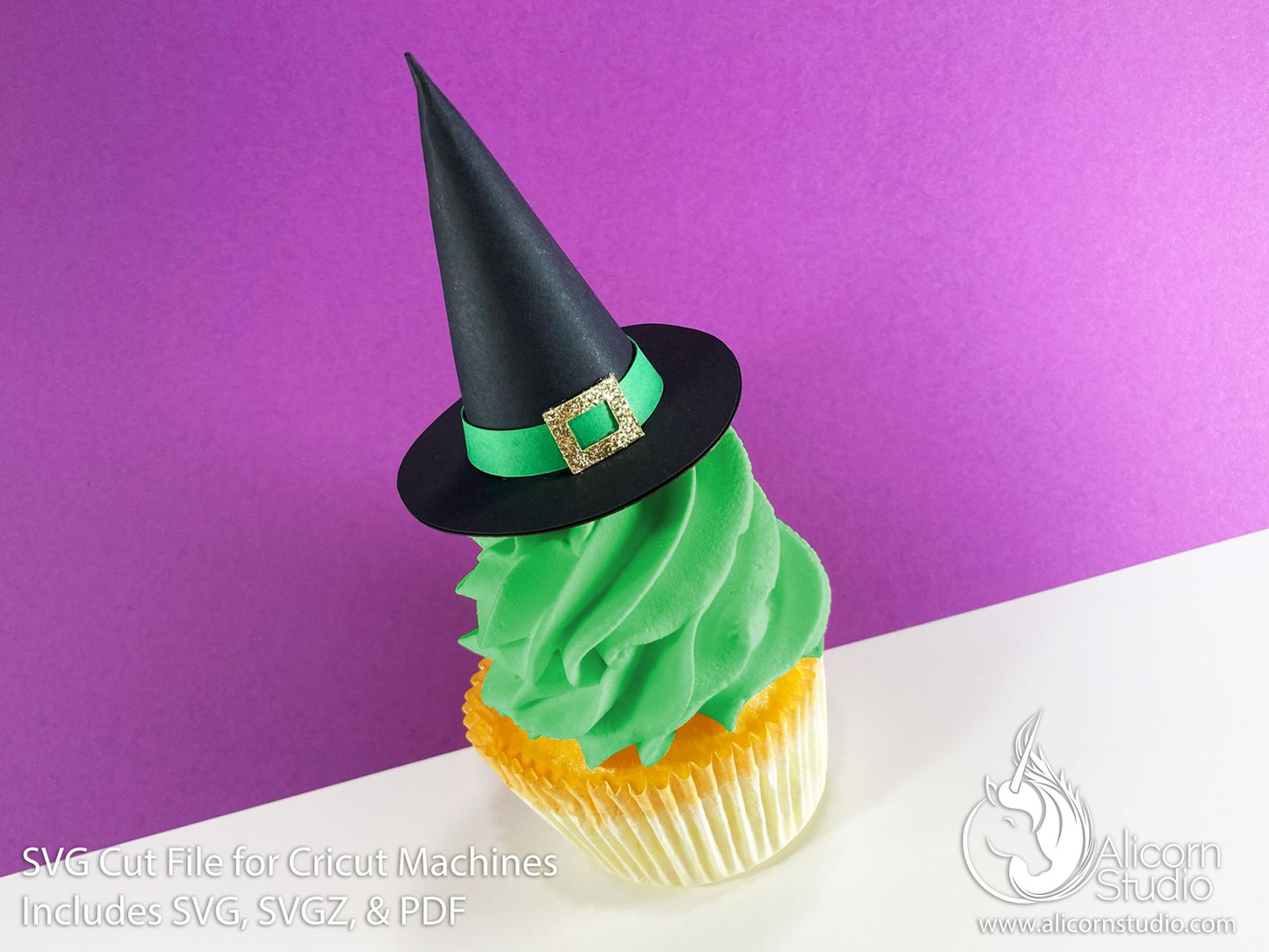 3D Paper Witch Hat SVG File Cut File for Cricut Cupcake Topper Halloween Party Decor