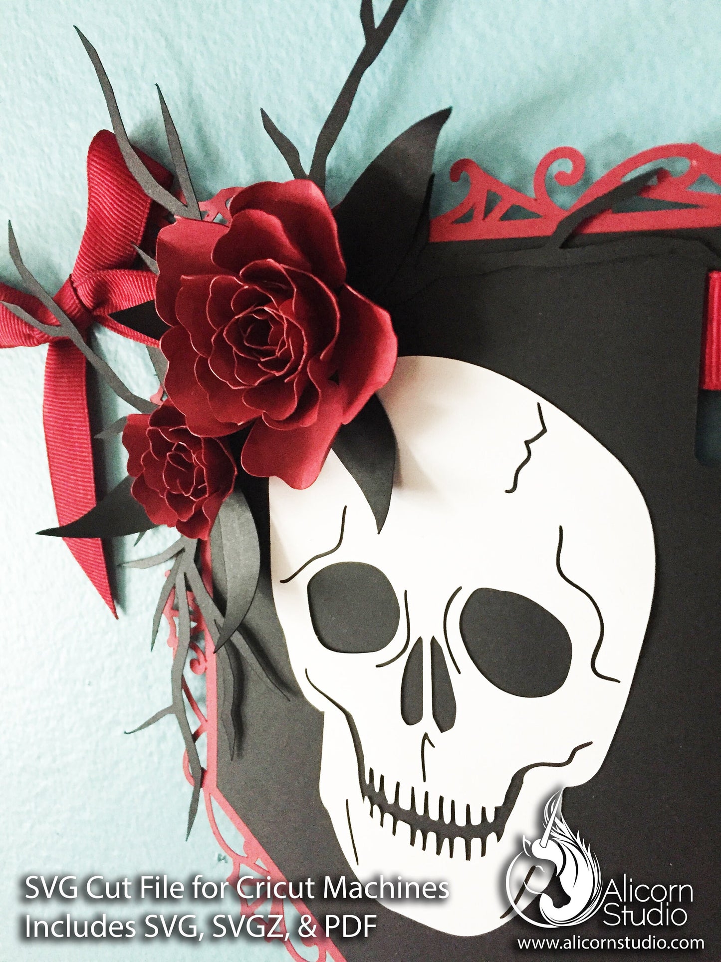 Gothic Skull Halloween Banner SVG File Cut File for Cricut Wedding Party Decor