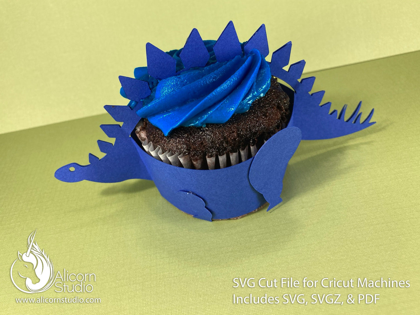 Stegosaurus Dinosaur SVG Cricut Cut File 3D Paper Cupcake Wrap Liner Wrapper Party Decor