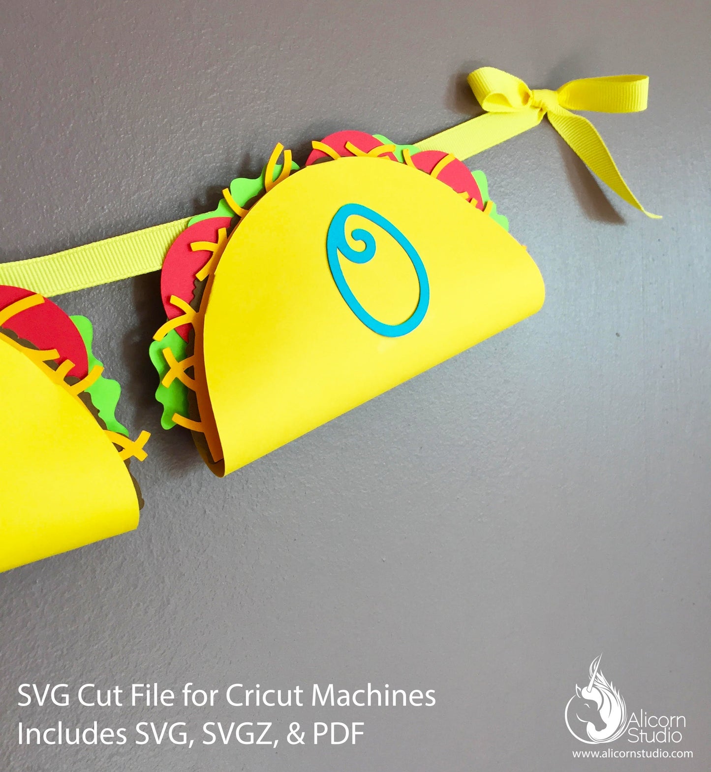 3D Paper Taco Banner Bunting SVG File Cut File for Cricut Mexican Fiesta Kids Birthday Party Decor